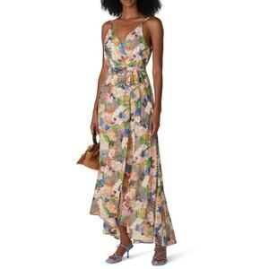 Hutch Leah Dress Floral Maxi Wrap Dress Sleeveless V Neck Pink Size Large